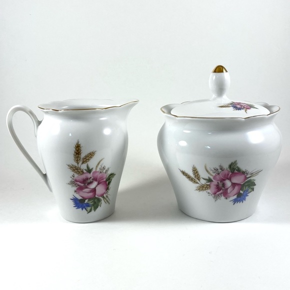 Vintage Kahla porcelain sugar and creamer set